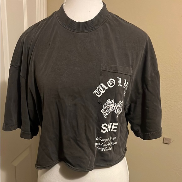 DarcSport Chopper “Premium Vintage” Oversized Cropped Pocket Tee in Wolf Gray - Picture 1 of 4